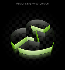 Image showing Health icon: Green 3d Heart made of paper, transparent shadow, EPS 10 vector.