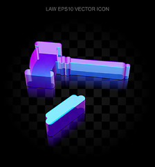 Image showing Law icon: 3d neon glowing Gavel made of glass, EPS 10 vector.