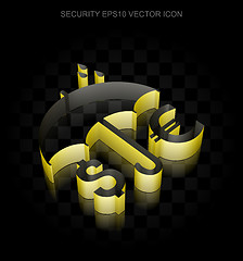 Image showing Protection icon: Yellow 3d Money And Umbrella made of paper, transparent shadow, EPS 10 vector.