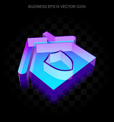 Image showing Business icon: 3d neon glowing Home made of glass, EPS 10 vector.