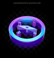 Image showing Tourism icon: 3d neon glowing Compass made of glass, EPS 10 vector.