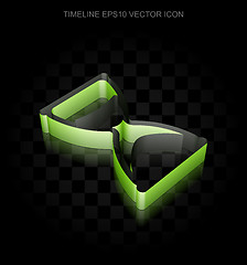 Image showing Time icon: Green 3d Hourglass made of paper, transparent shadow, EPS 10 vector.