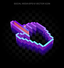 Image showing Social network icon: 3d neon glowing Mouse Cursor made of glass, EPS 10 vector.