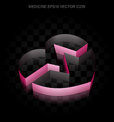 Image showing Medicine icon: Crimson 3d Heart made of paper, transparent shadow, EPS 10 vector.