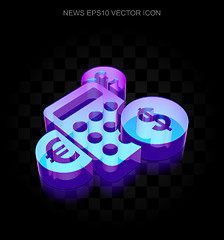 Image showing News icon: 3d neon glowing Calculator made of glass, EPS 10 vector.