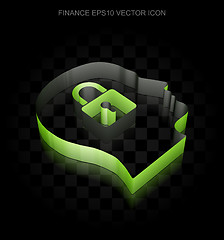 Image showing Business icon: Green 3d Head With Padlock made of paper, transparent shadow, EPS 10 vector.