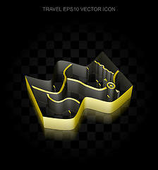 Image showing Vacation icon: Yellow 3d Map made of paper, transparent shadow, EPS 10 vector.