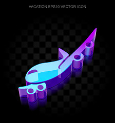 Image showing Travel icon: 3d neon glowing Airplane made of glass, EPS 10 vector.