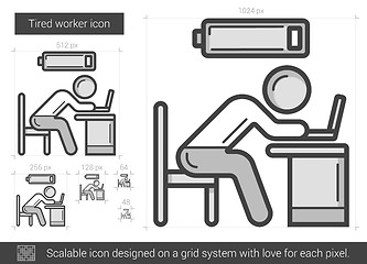 Image showing Tired worker line icon.