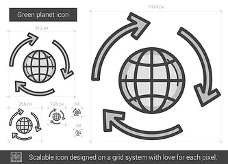 Image showing Green planet line icon.