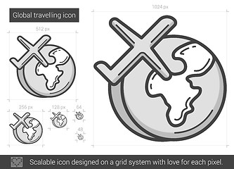 Image showing Global traveling line icon.