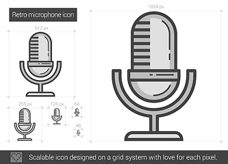 Image showing Retro microphone line icon.