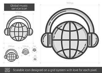 Image showing Global music service line icon.