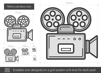 Image showing Retro camera line icon.