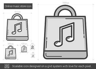 Image showing Online music store line icon.