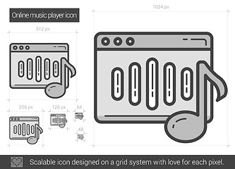 Image showing Online music player line icon.