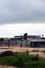 Image showing PHUKET - JULY 8: Burmese people work on a construction site July