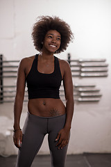 Image showing black woman after a workout at the gym