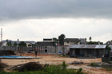 Image showing PHUKET - JULY 8: Burmese people work on a construction site July