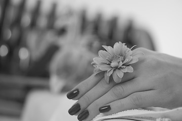 Image showing woman fingers with french manicure