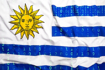 Image showing Binary code with Uruguay flag, data protection concept