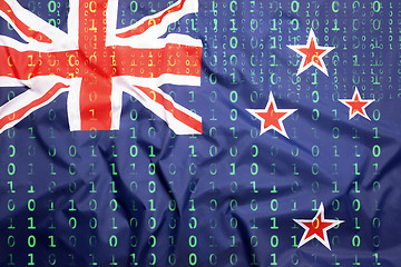 Image showing Binary code with New Zealand flag, data protection concept