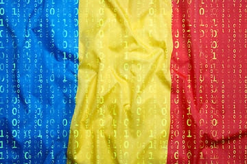 Image showing Binary code with Romania flag, data protection concept