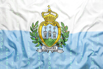 Image showing Binary code with San Marino flag, data protection concept