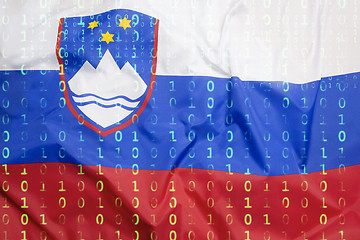 Image showing Binary code with Slovenia flag, data protection concept