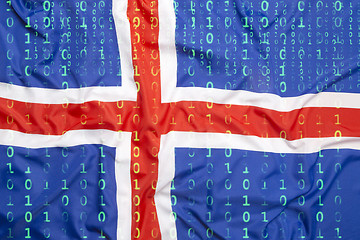 Image showing Binary code with Iceland flag, data protection concept