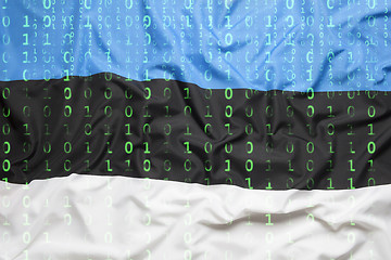 Image showing Binary code with Estonia flag, data protection concept