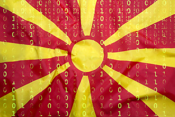 Image showing Binary code with Macedonia flag, data protection concept