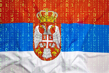 Image showing Binary code with Serbia flag, data protection concept