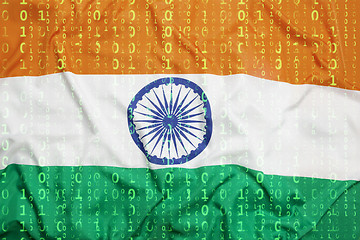 Image showing Binary code with India flag, data protection concept