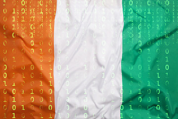 Image showing Binary code with Ivory Coast flag, data protection concept