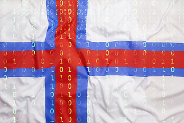 Image showing Binary code with Faroe Islands flag, data protection concept