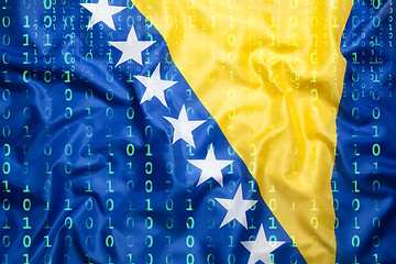 Image showing Binary code with Bosnia and Herzegovina flag, data protection co