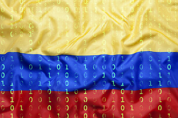 Image showing Binary code with Colombia flag, data protection concept