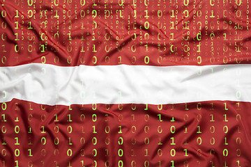 Image showing Binary code with Latvia flag, data protection concept