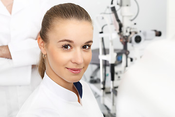 Image showing Eye clinic. An eye exam, a visit to the eye doctor .