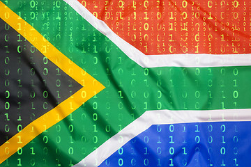 Image showing Binary code with South Africa flag, data protection concept