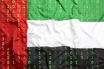 Image showing Binary code with United Arab Emirates flag, data protection conc