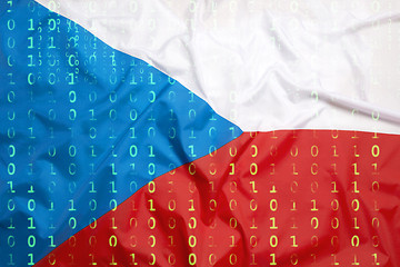 Image showing Binary code with Czech Republic flag, data protection concept