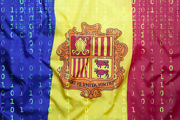 Image showing Binary code with Andorra flag, data protection concept