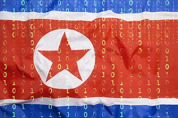 Image showing Binary code with North Korea flag, data protection concept