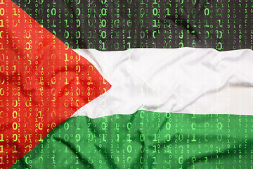 Image showing Binary code with Palestine flag, data protection concept