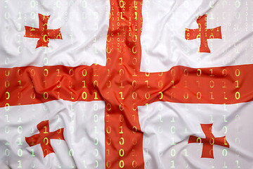 Image showing Binary code with Georgia flag, data protection concept