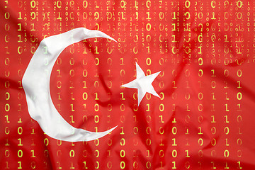 Image showing Binary code with Turkey flag, data protection concept