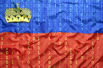 Image showing Binary code with Liechtenstein flag, data protection concept