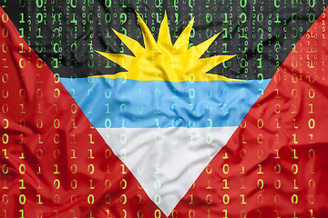 Image showing Binary code with Antigua Barbuda flag, data protection concept